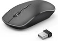 JOYACCESS Rechargeable Wireless Mouse for Laptop, J Silent Portable Cordless Mouse for Laptop with USB Nano Receiver and High Precision 2400 DPI-Black