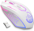 UHURU Gaming Mouse, Wireless Gaming Mouse with 6 Buttons 7 Changeable LED Color up to 10000 DPI, Rechargeable USB Gamer Mouse for PC Laptop (White)