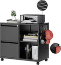 Storage Filing Cabinets Office Drawers Rolling File Cabinet Printer Stand Lateral Mobile Under Desk Organizer Lateral Filing Cabinet with Wheels Adjustable Shelves Printer Table for Home Office Black