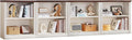 RWYHG 30" White Bookshelf Set of 4,2-Tier Thick Wood Book Shelf with Adjustable Shelve,Free Standing Farmhouse Bookcase with Open Display Storage,Floor Vintage Bookshelves for Living Room,Office