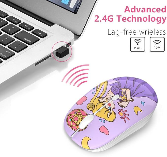 JUHOO Wireless Mouse with Nano Receiver for PC, Laptop, Notebook, Computer, MacBook, Less Noise, Portable Mobile Optical Mice