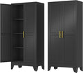 Metal Storage Cabinet with 2 Doors and 3 Adjustable Shelves - 61" Steel File Cabinet,Tool Cabinets for Office,Home,Garage,Gym,School,Bathroom,Kitchen(Black)