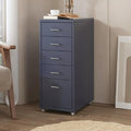 Metal Filing Cabinet with Wheels, 5 Drawers Mobile Storage Cabinet Small Printer Stand Vertical Organizer for Home Office