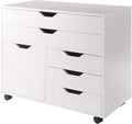 Winsome Halifax Mobile Storage Cabinet with 1 Door & 5 Drawers in White, Stylish & Functional Home Storage Cabinet for Filing, Kitchen Organization, Moveable Furniture for Office, Dorms, Apartments