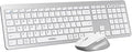 seenda Wireless Keyboard and Mouse Combo for Windows PC, Laptop, Mac, iPad, Bluetooth & 2.4G 3-Device Multi-Connection, Ultra Slim Full Size Quiet Keyboard, Adjustable DPI Mouse, Silver