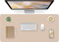 Bloss Leather Desk Pad, Mouse Pad, Non-Slip Desk Protector Mat, Leather Desk Blotter, Computer Desk Pad, Waterproof Desk Mat for Home Office and Decor - Beige (35.4×17Inches)