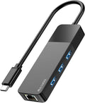 ALL-LUCKY USB to Ethernet Adapter, 4 in 1 USB C to Ethernet Adapter Hub with 3×USB 3.0 Ports, 1000Mbps Network HUB for MacBook, Dell XPS, Surface, HP Laptops (for USB-C Phones & iPad)