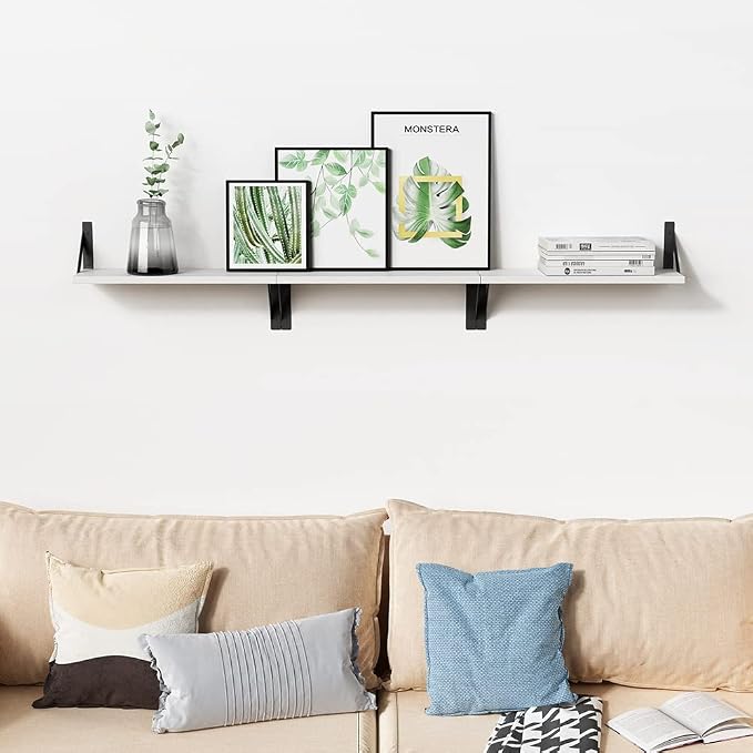 Forbena White Floating Shelves for Wall Decor Set of 3, 17 x 6 Inches Bathroom Shelf Over Toilet, Small Modern Mounted Shelves for Kids Bedroom Nursery Office Living Room Books Picture Frames