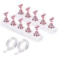 JUSTOTRY 2 Sets Pink Nail Painting Practice Stand With 1M Double-sided Tape Acrylic Fake Nail Art Holder For Press Ons Magnetic Nail Display Design Tools Kit Accessories For Home Diy Salon Supplies