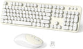 Dilter Wireless Keyboard and Mouse Combo, 104 Keys Full-Sized Typewriter Keyboards, 2.4 GHz USB Receiver Plug and Play, for Windows, PC, Laptop, Desktop (Cremy White)