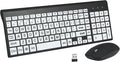 Full Size Large Print 2.4g Wireless Keyboard and Mouse with Oversized Print for Visually Impaired Low Vision Individuals (Black)