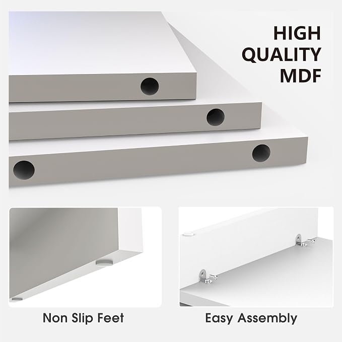 Fenge Monitor Stand, 31.5 Inch Computer Monitor Riser for Desk, 2 Tiers Wood Desk Shelf with Storage, Desktop Organizer for PC, Laptop, Screen, Printer