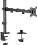 Mount-It! Single Monitor Arm Desk Mount for 17-32 Inch Screens, Holds up to 19.8 lbs, Height Adjustable Full Motion Stand, Steel, Clamp and Grommet Base, VESA 75x75 100x100, Cable Management, Black