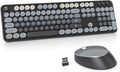 Guffercty kred Colorful Grey Wireless Keyboard and Mouse Combo, Retro Typewriter Wireless Full-Size Cute Office Keyboard 2.4GHz with Round Keycaps for Desktop Laptop and PC(Gradient Black)