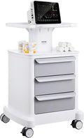 VEVOR 4 Tiers Lab Carts, Lab Utility Cart with 3 Drawers & 1 Top Tray, Mobile Medical Cart with ABS Material, Lab Rolling Cart with 4 Silent Wheels for Lab, Clinic, Hospital, Salon, White