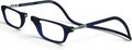 Clic Magnetic Reading Glasses - Adjustable Neck Hanging Readers - Secure Fit with Rigid Headband - Original (S-M, Dark Matte Blue, 1.25)
