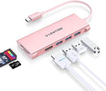 LENTION USB C Hub with 4K HDMI, 3 USB 3.0, SD/Micro SD 3.0 Card Reader, Compatible MacBook Pro/Air, Mac, Surface, Chromebook, iPhone17/16/15 Pro Max, More (Rose Gold)