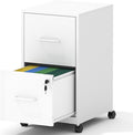 2-Drawer Mobile File Cabinet with Lock & Wheels,Under Desk File Cabinets for Home Office,Steel Rolling Cabinet for Legal/Letter Files(White)