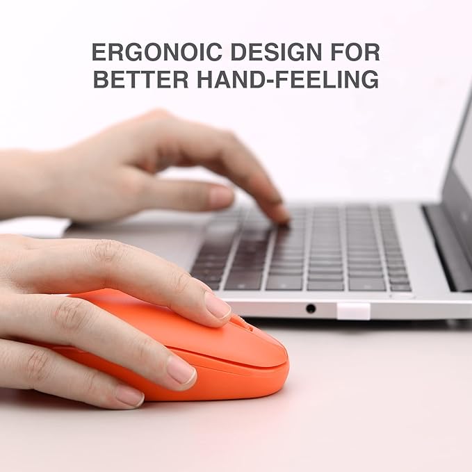 Rii Wireless Mouse RM700 2.4G Silent Mouse WIith USB Nano Receiver for Laptop,PC,Mac,Chromebook,Windows (Orange)