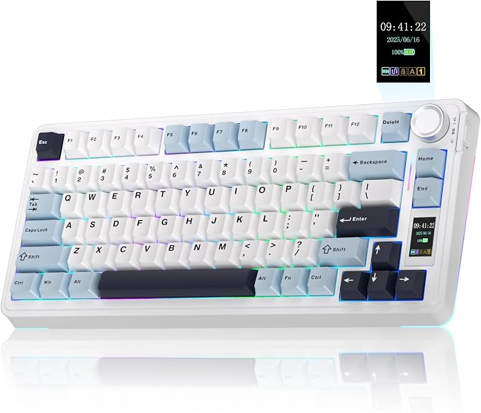 AULA S75 PRO Wireless Mechanical Keyboard with Screen&Knob, 75% Hot Swappable Gaming Keyboard with Pre-lubed Switches, RGB Backlit, PBT Keycaps Creamy Sounding Pc Gaming Keyboards