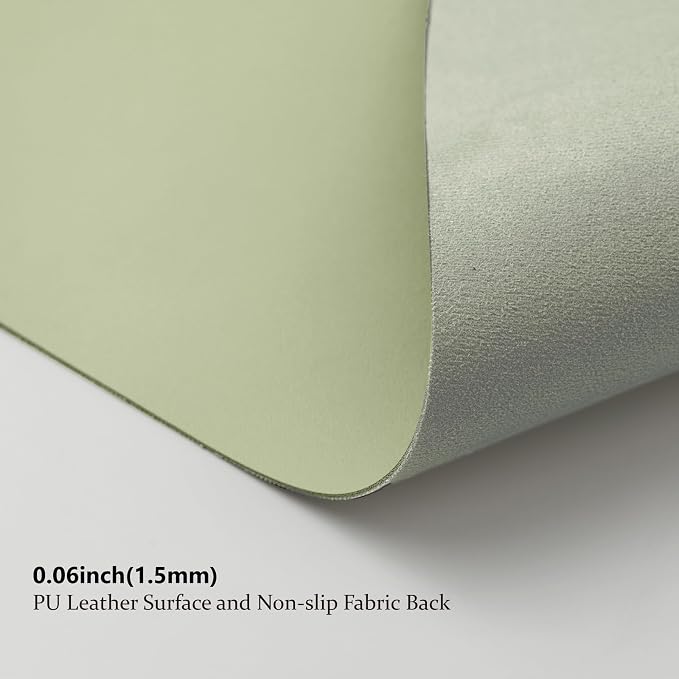 HOMIEAZICOZI Leather Desk Mat - Non-Slip PU Pad for Office and Home Organization Accessories Ideal Large Mouse Mats on Top of Desks (Light Green,36''x 17'') (DPD-LG-L)