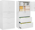PEUKC 3-Drawer Metal File Cabinet, Lateral Vertical Filing Cabinets for Home Office, Locking Cabinet with Storage Shelves, Legal/Letter/A4 Size Office File Cabinet,(White, Assemble Required)