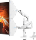 PUTORSEN 17-49”Premium Aluminum Heavy Duty Dual Monitor Arm for Ultrawide Screens up to 44lbs, Vertical Stacked Dual Monitor Desk Mount, Full Motion Dual Vertical Monitor Mount, VESA 75/100, White