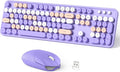 Dilter Wireless Keyboard and Mouse Combo, 104 Keys Full-Sized Typewriter Keyboards, 2.4 GHz USB Receiver Plug and Play, for Windows, PC, Laptop, Desktop (Purple Colorful)