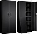 71" H Tall Metal Storage Cabinet with Lock and 5 Adjustable Shelves, Metal Garage Storage Cabinet for Home, Office, Garage, Warehouse Organize, Black