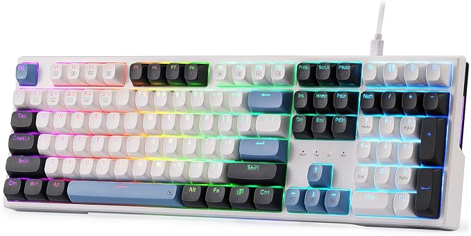 Redragon K668 Wired Gasket RGB Gaming Keyboard, 108 Keys Mechanical Keyboard w/Extra 4 Hotkeys, Upgraded Hot-swappable Socket, Sound Absorbing Foam, Mixed Color Keycaps, Custom Linear Switch