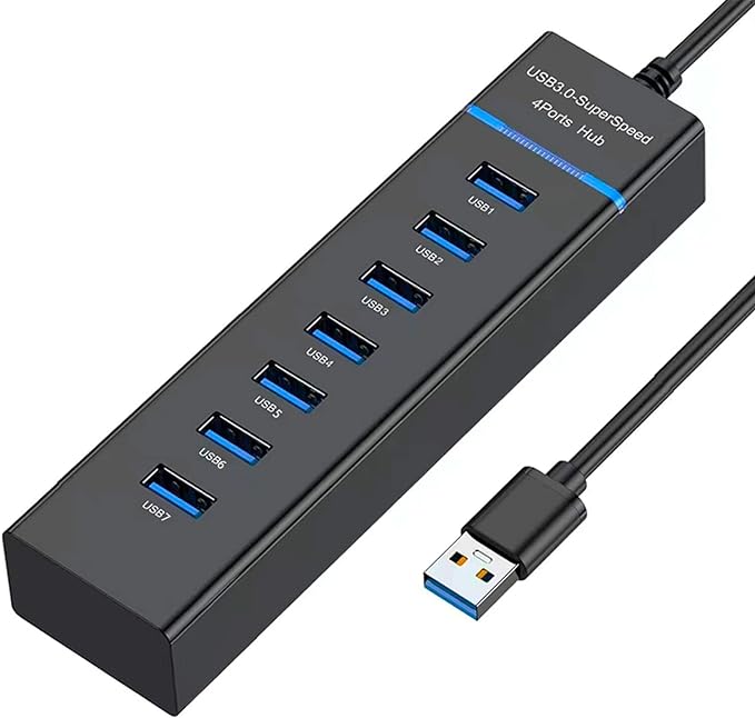 Upgraded USB Hub 3.0, VIENON 7-Port USB Extender Splitter for Laptop, PC, MacBook, Mac Pro, Mac mini, iMac, Surface Pro and More USB Devices
