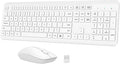 Wireless Keyboard and Mouse Combo, Full-Size Silent Ergonomic Keyboard and Optical Mouse, Long Battery Life, 2.4GHz Lag-Free Cordless Mice Keyboard for Computer, Mac, Laptop, PC, Windows(White)