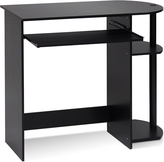 Furinno Simplistic Easy Assembly Computer Desk, With Keyboard Tray, Espresso/Black