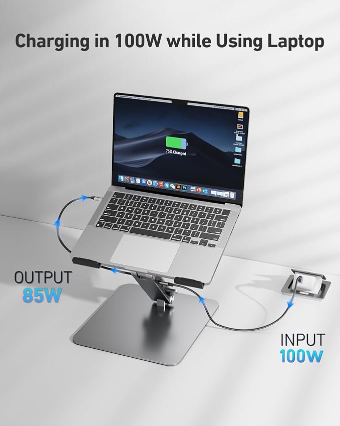 BENFEI Laptop Stand with USB C 6in1 Docking Station, HDMI 4K@60Hz,Gigabit Ethernet, 100W Power Delivery, 10Gbps 1*USB C 3.2 and 2*USB A 3.2 Compatible with MacBook Pro/Air, iPad Pro, XPS, Thinkpad