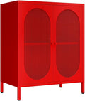 Small 2 Mesh Door Metal Storage Cabinet for Pantry,Office Room,Kitchen,Bathroom,Living Room, Hallway-Locker Cabinet with 1 Adjustable Shelf(mesh Door,red)
