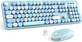 MOFII Wireless Keyboard and Mouse Combo, Blue Colorful Round Key Typewriter Keyboards, 2.4GHz Full Size Keyboard Computer Mice, USB Receiver Plug and Play, for Laptop, PC, Chromebook, Smart TV