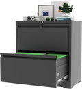 AQY 2 Drawer File Cabinet with Lock,Metal Lateral File Cabinets for Home Office,Steel Wide Filing Organization Storage Cabinets for Hanging Files Letter/Legal/F4/A4 Size,Assembly Required(Black)