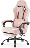 Computer Gaming Chair - High Back Ergonomic Desk Chair with Footrest and Lumbar Support, Height Adjustable Task Chair with Linkage Armrests and Headrest, 360° Swivel Wheels, Pink