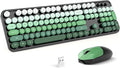 MOFII Wireless Keyboard and Mouse Combo, Retro Full Size Typewriter Keyboard with Number Pad and Sport Car Mouse for PC Computer Desktop Laptop Windows (Black Green)