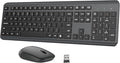 Wireless Keyboard and Mouse Combo, Full-Size Silent Ergonomic Keyboard and Optical Mouse, Long Battery Life, 2.4G Lag-Free Mice Keyboard for Computer,Mac,Laptop,PC,Windows(Gray)