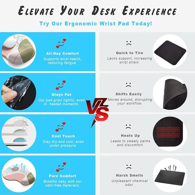 Office Mousepad with Gel Wrist Support - Ergonomic Gaming Desktop Mouse Pad Wrist Rest - Design Gamepad Mat Rubber Base for Laptop Computer -Silicone Non-Slip Special-Textured Surface (12AuroraB)