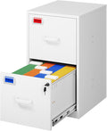 PEUKC 2 Drawer File Cabinet with Lock, 25.4" High Vertical Filing Cabinet, 17.7" Deep Metal Storage Cabinets for Home Office, Letter/Legal/A4/F4 Size, White(Assemble Required)