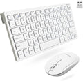 Macally White Wireless Keyboard and Mouse Combo - Quiet Productivity Duo - 2.4G Small Keyboard and Mouse Wireless - 78 Key Quiet Cordless Compact Mouse and Keyboard Combo with Mini Body