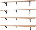 Long Wall Shelf,Large Floating Shelves for Wall,Wood Floating Bookshelves Hanging,Book Storage Display for Living Room Bedroom Office Bathroom Decor,4 Pack,47 Inch,Carbonized Black