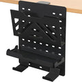 MAXECHO Desk Side Storage Holder, Metal Pegboard, Above or Under Desk Laptop Mount, Table Side Hanging File Organizer, Clamp On Cable Management Tray, Peg Board for Gaming, Office