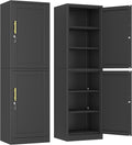Ckzbx Metal Locker Tall Narrow Storage Cabinet, 67" H Locking Tool File Cabinets Snack Locker Organizer for School Classroom,Bedroom,Gym Home Office,Entryway and Hallway (20" W 2Door Black)