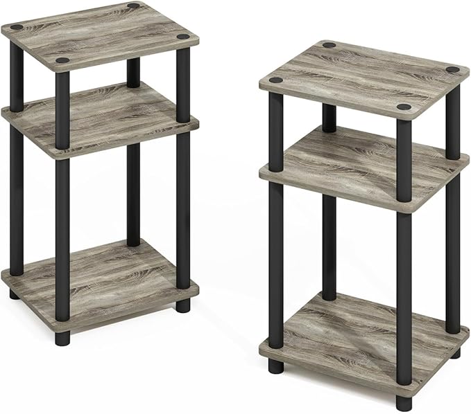 Furinno Turn-N-Tube Storage Shelves, Stackable Standing Shelf, Open Corner Shelf, for Organization and Storage, Living Room, Garage, Home Office, French Oak