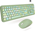 X9 Green Wireless Keyboard and Mouse Combo – 2.4G and Bluetooth Connectivity, Retro Typewriter-Style Wireless Keyboard and Mouse Set, Colorful Bubble Keyboard for Aesthetic Workspaces