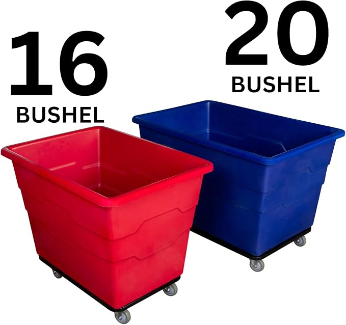 ReadySpace Commercial 20 Bushel Utility Cart with Steel Base, Poly Box Basket Truck, Laundry Cart, and Rolling Trash Bin, 51.5-Inch x 35.5-Inch x 36-Inch, 1000 Pound Weight Capacity, Yellow