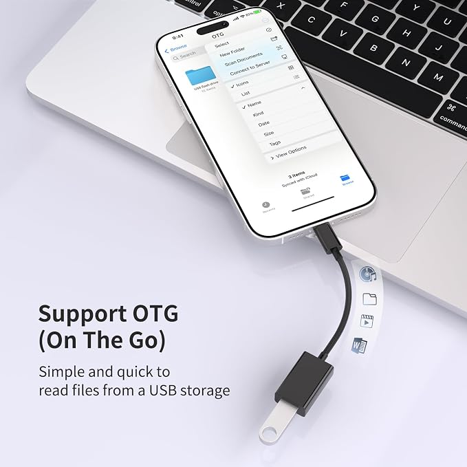 USB C to USB 3.0 Adapter [2 Pack], USB C Male to USB Female OTG Cable Thunderbolt3 to USB Adapter Compatible with MacBook Pro/Air, iPhone 16 Pro Max/16 Plus/16/15, Galaxy S24/S23/S22/S21